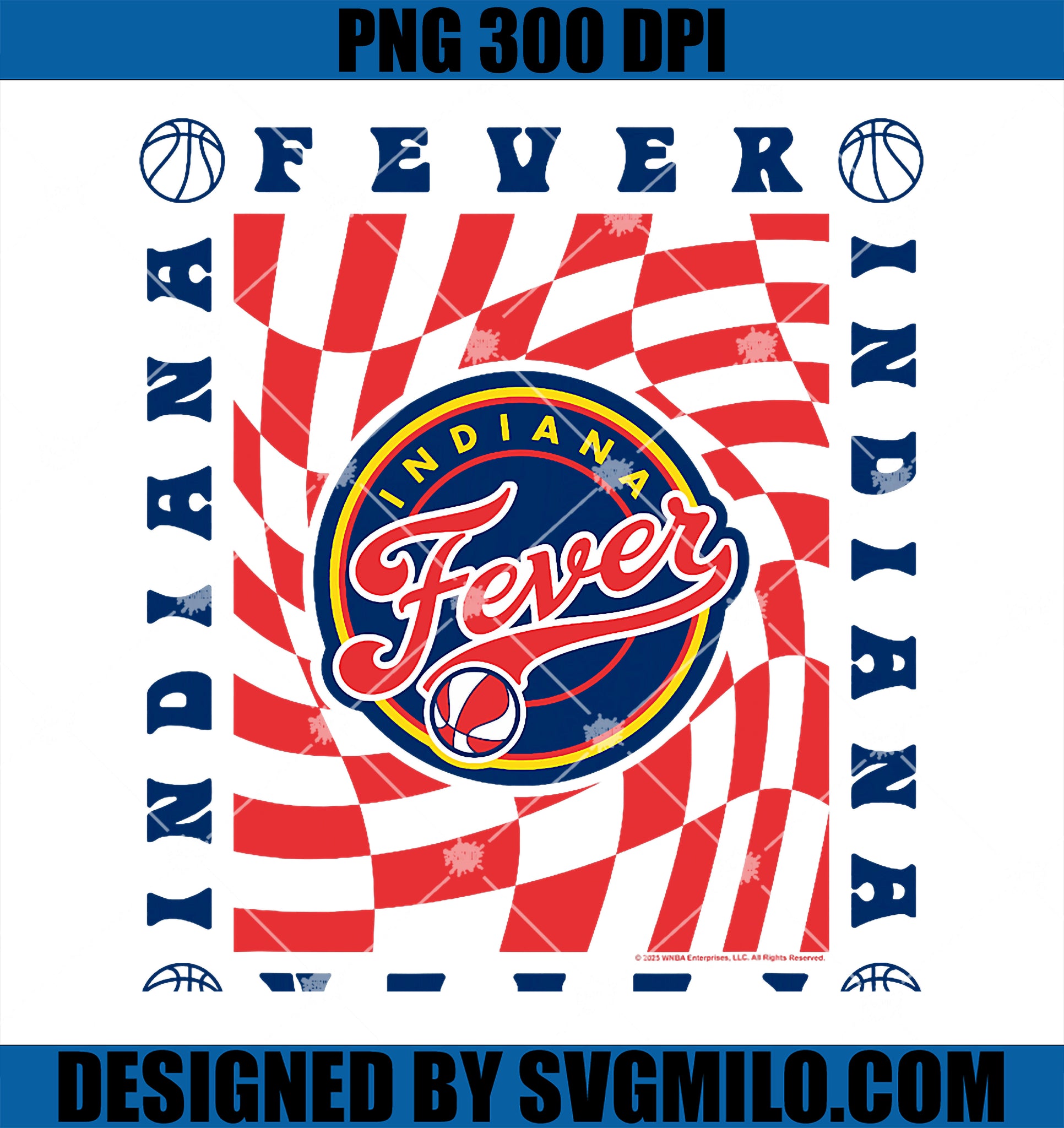 WNBA Indiana Fever Retro PNG, Wavy Checkerboard PNG