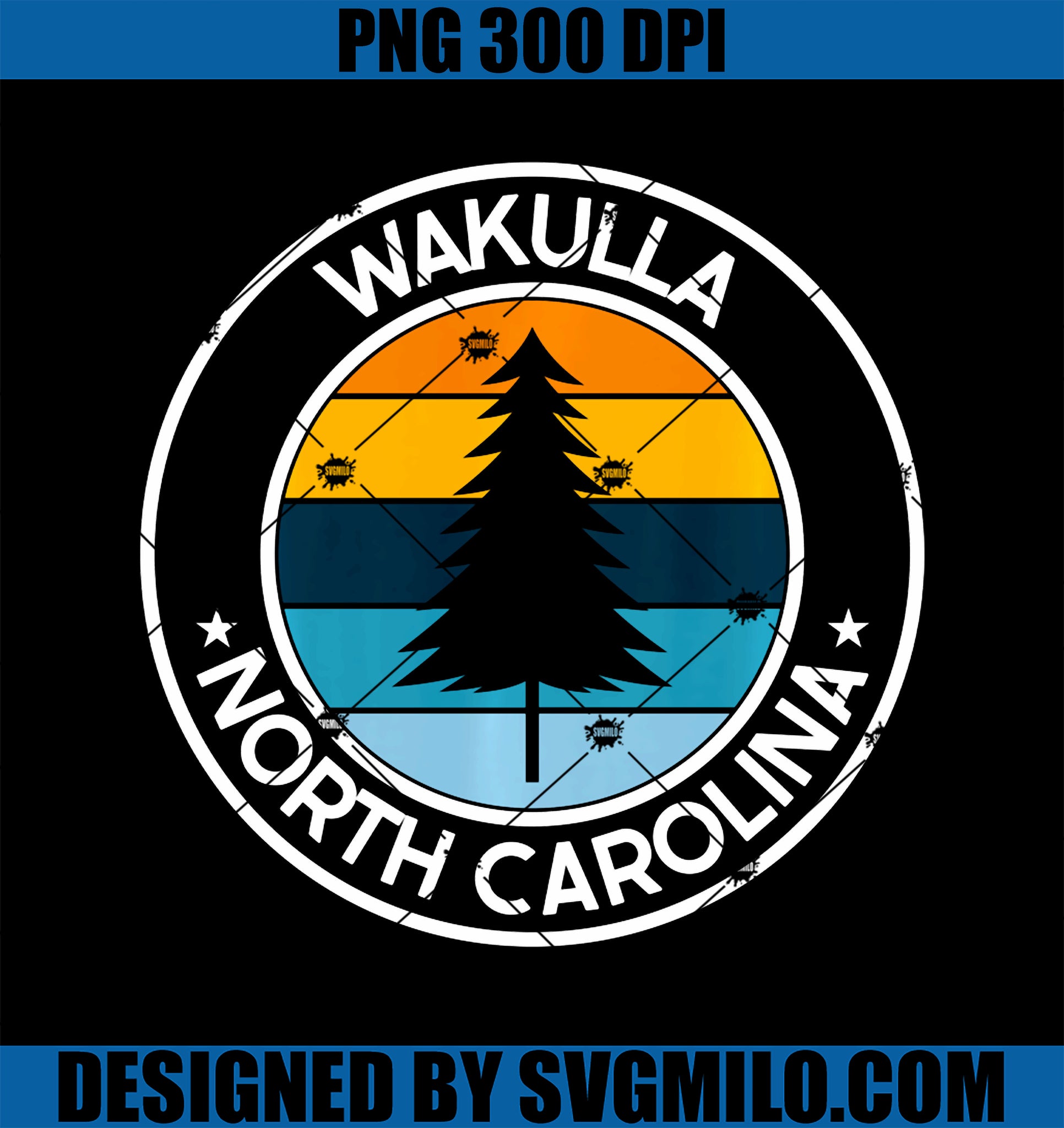 Wakulla North Carolina PNG, NC USA City Pride Retro Sunset PNG