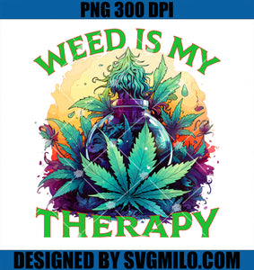 Weed is my Therapy 420 PNG, Retro Cool Cannabis Blunt Smoking PNG