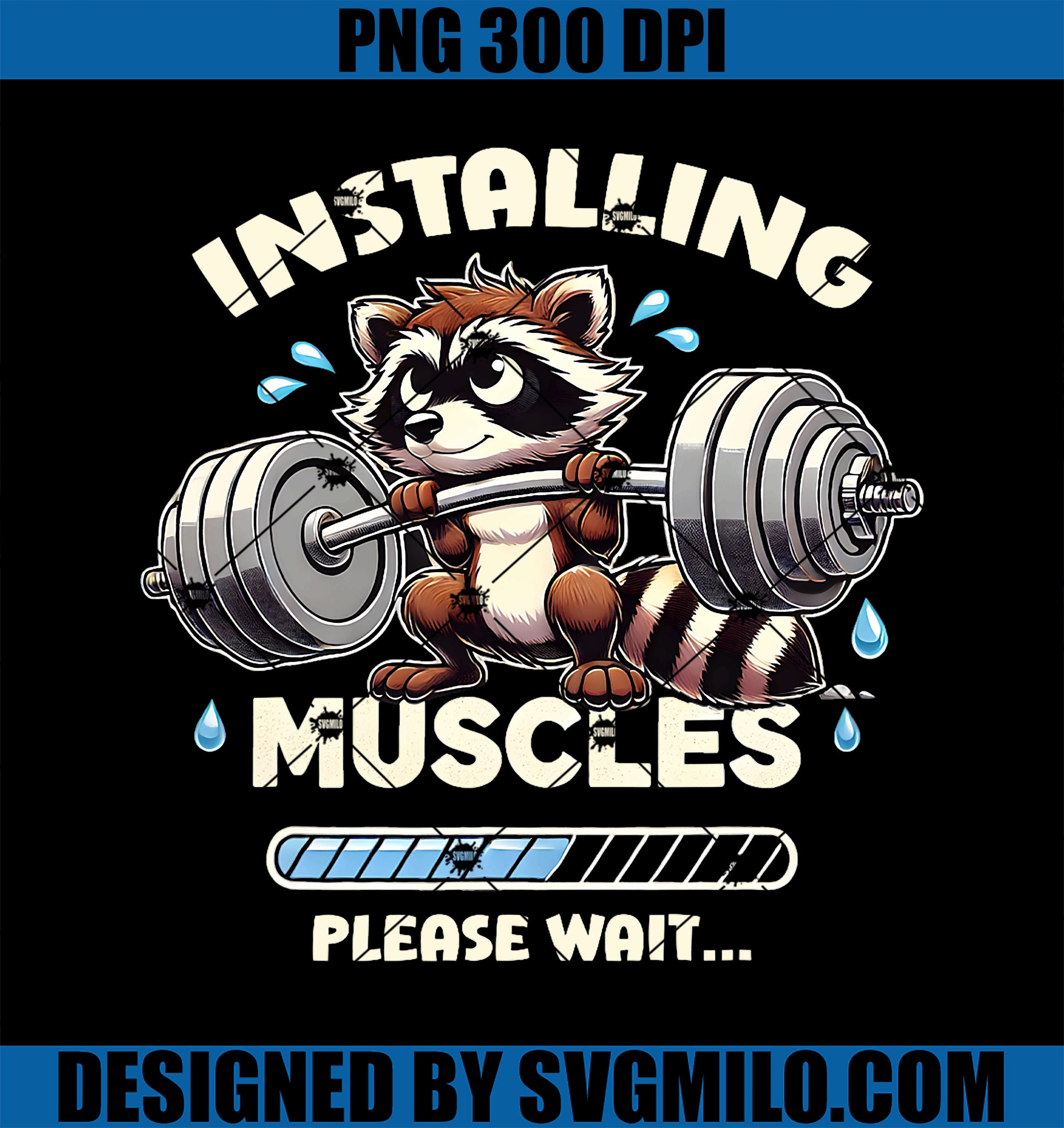 Weightlifting Raccoon Installing Muscles Gym Workout Fitness PNG