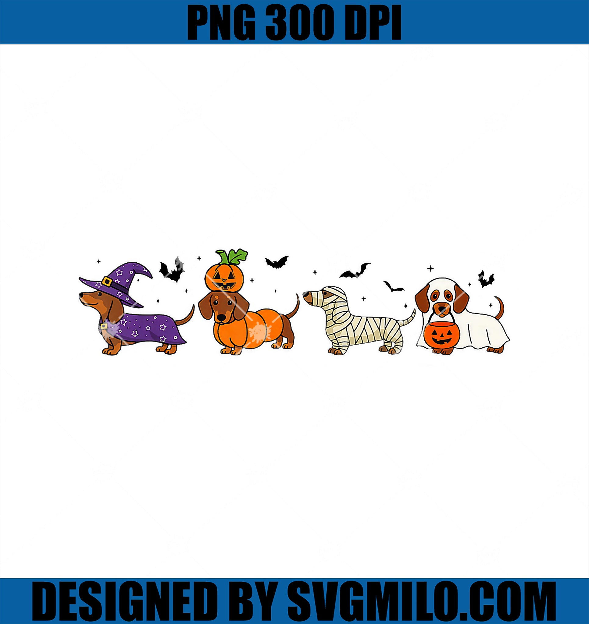 Weiner Dog Witch Happy Halloweenie Cute PNG, Halloween Dachshund PNG
