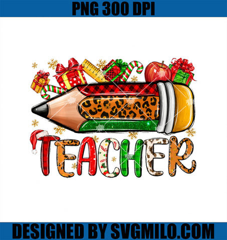 Western Leopard Pencil Teacher Elements Christmas School PNG