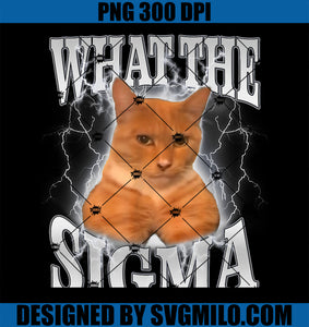 What The Sigma Meme Y2K Cat Ironic Brainrot Meme PNG