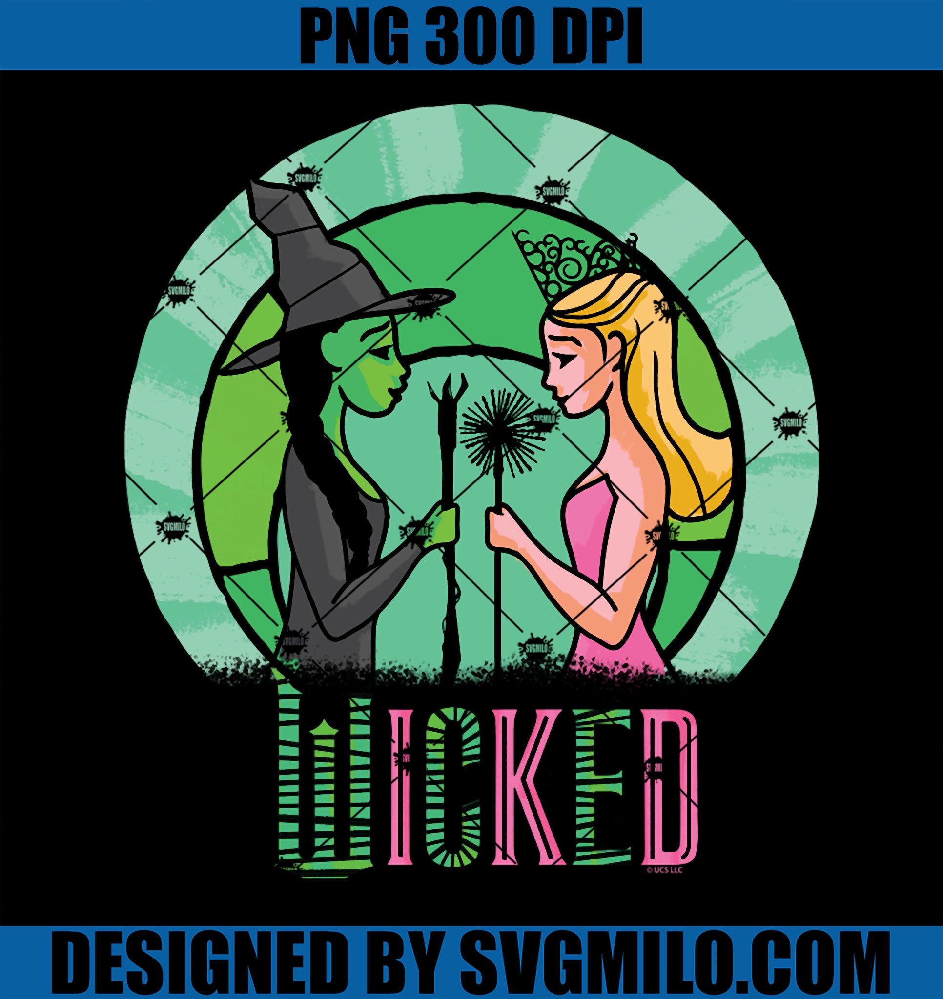 Wicked Glinda & Elphaba Sketched PNG