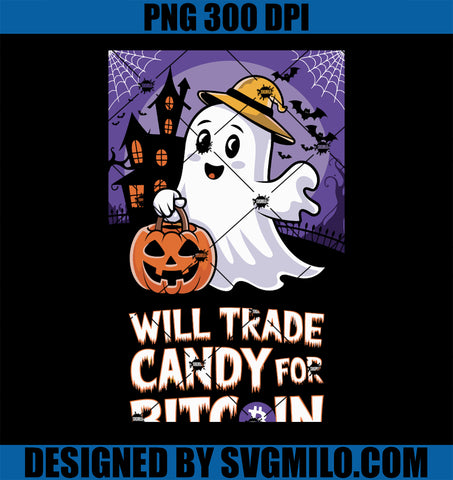 Will Trade Candy for Bitcoin PNG, Funny Halloween Crypto PNG