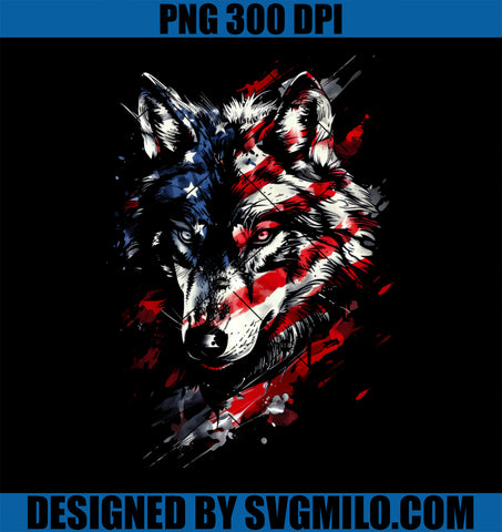 Wolf American Flag USA Patriotic Wolf Lover PNG