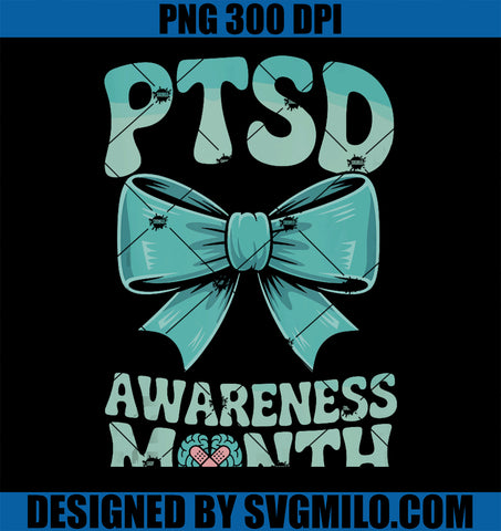 Women Groovy Bow Coquette PNG, PTSD Awareness PNG