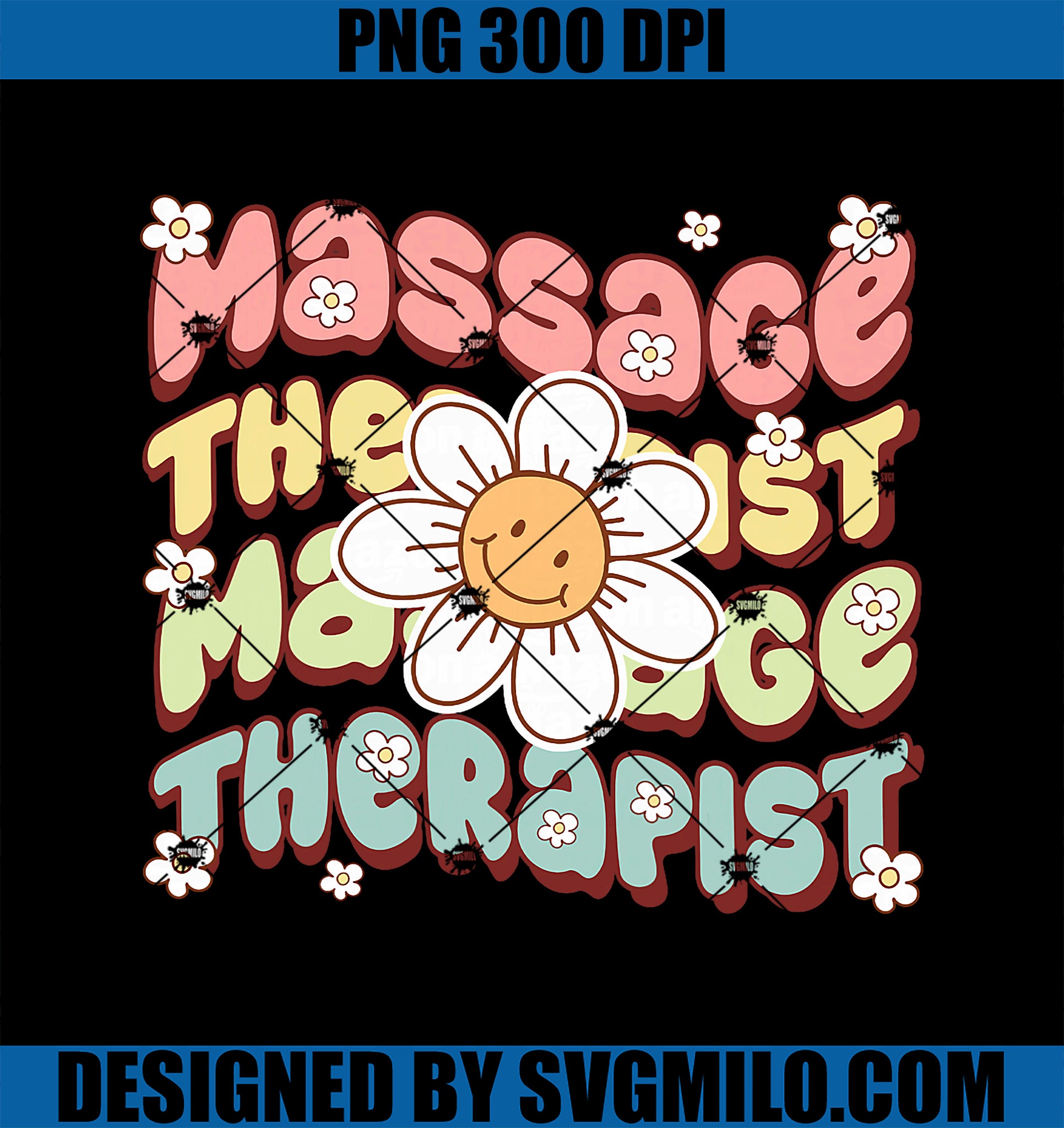 Women Groovy Daisy Massage Therapist PNG, Muscle Therapy Gifts PNG