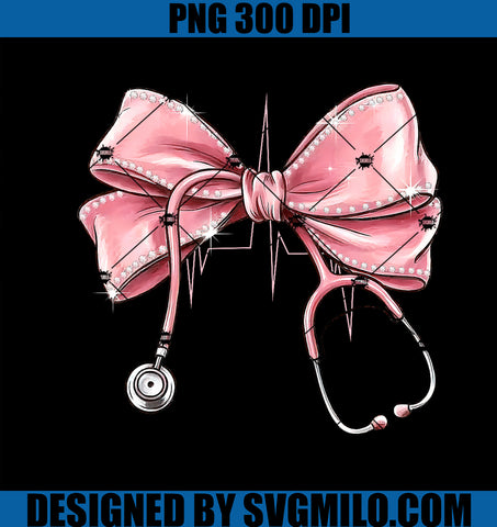 Women Pink Coquette PNG, Nurse Stethoscope Bow Nurse Appreciation PNG