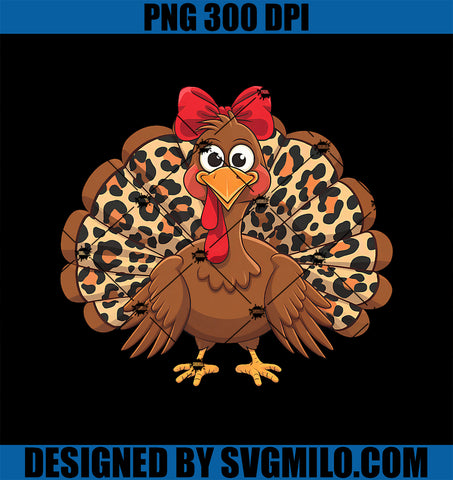 Womens Girls Thanksgiving Leopard Turkey Autumn Fall Season PNG