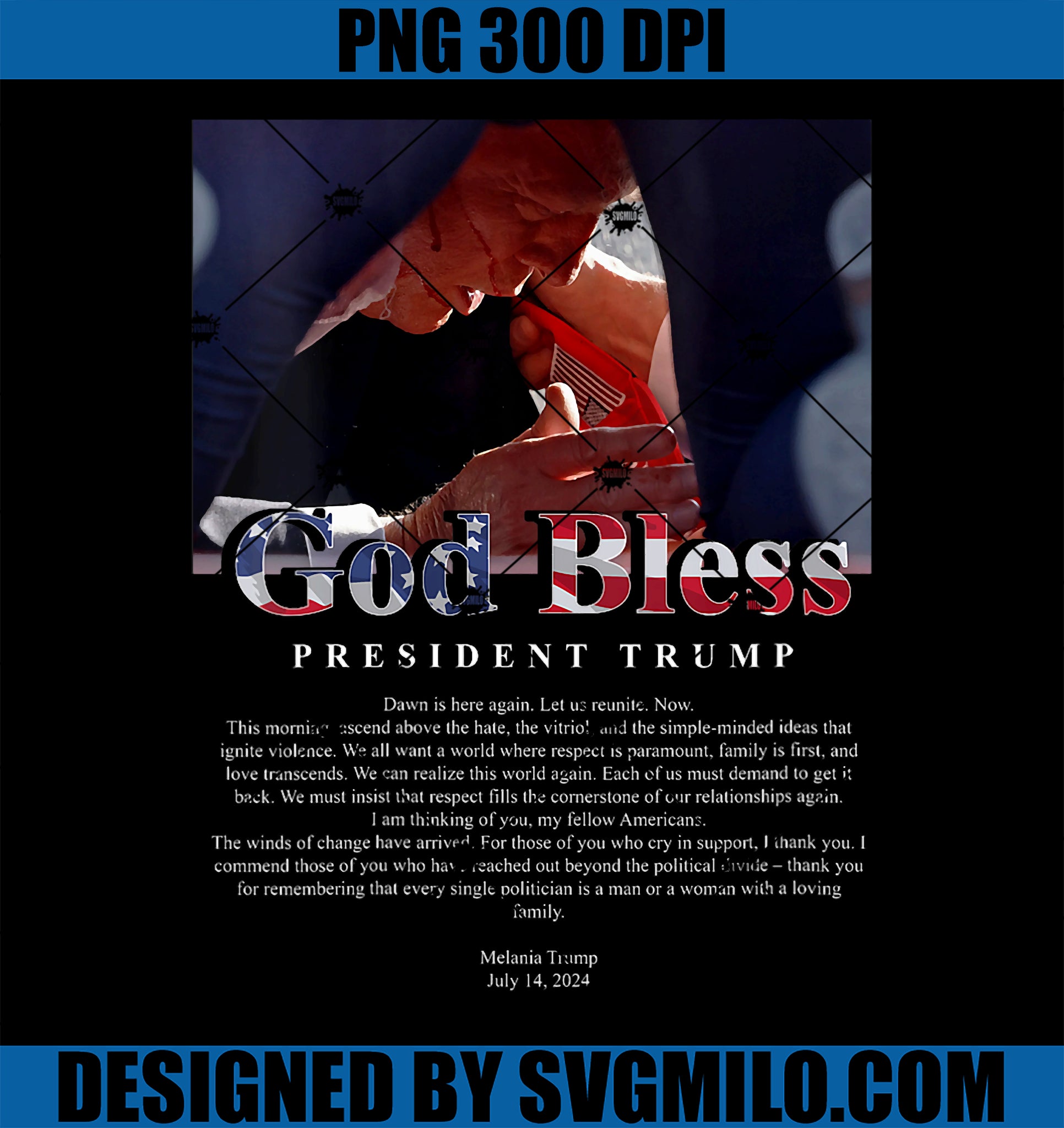 Womens God Bless President Trump and First Lady Melania Trump PNG