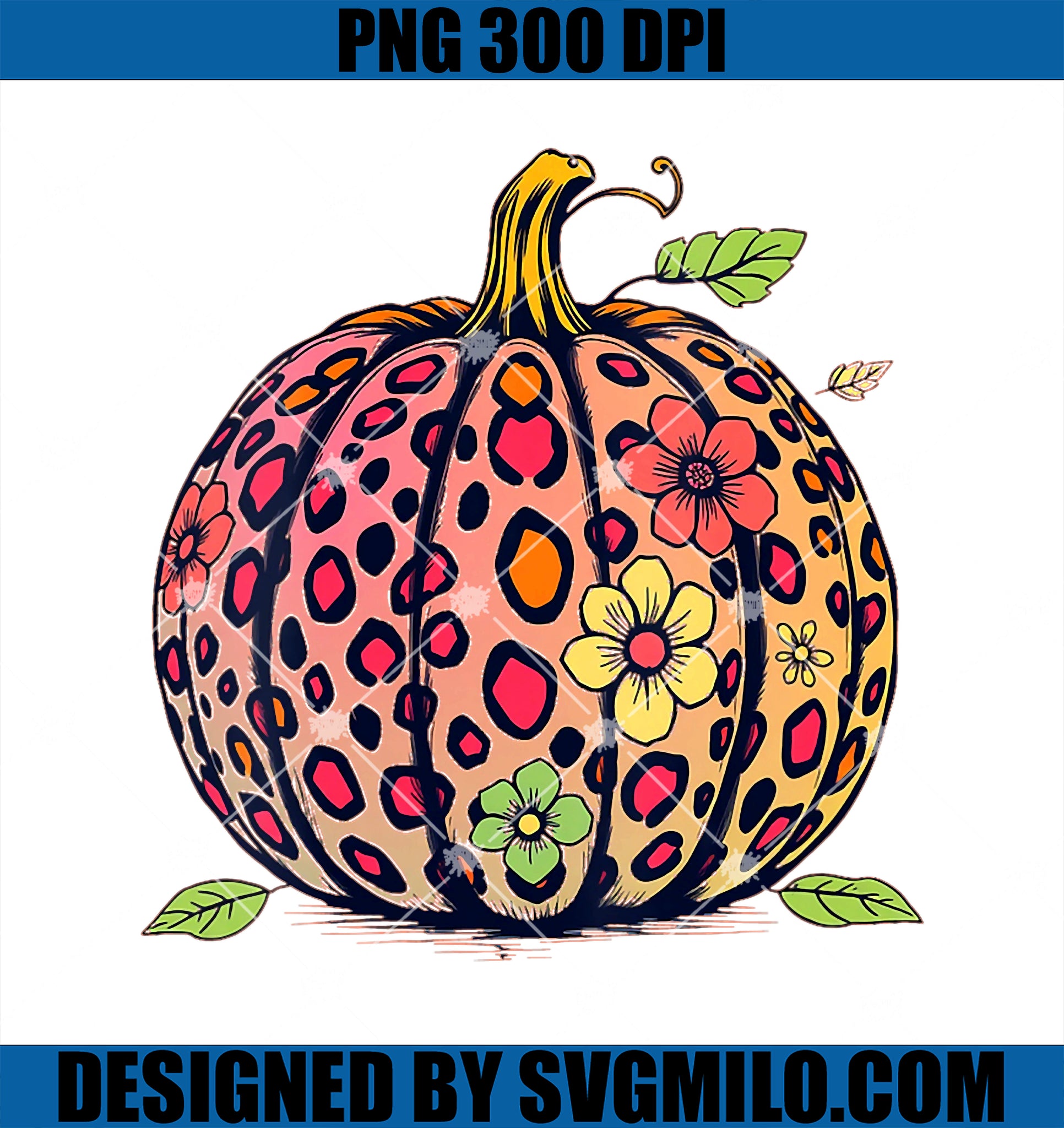 Womens Halloween Pumpkin PNG, Leopard Print For Thanksgiving Fall PNG