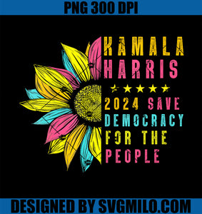 Womens Kamala Harris 2024 Save Democracy For The People Sunflower PNG