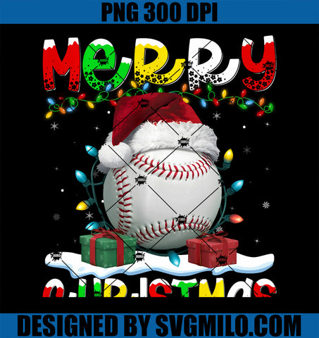 Xmas Lighting Santa Hat Baseball PNG, Merry Christmas PNG