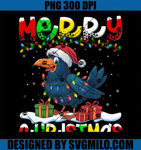 Xmas Lighting Santa Hat Crow Bird PNG, Merry Christmas PNG