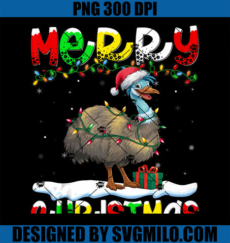 Xmas Lighting Santa Hat Emu Bird PNG, Merry Christmas PNG