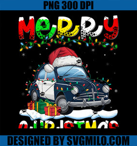 Xmas Lighting Santa Hat Police Car PNG, Merry Christmas PNG