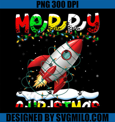 Xmas Lighting Santa Hat Rocket PNG, Merry Christmas PNG