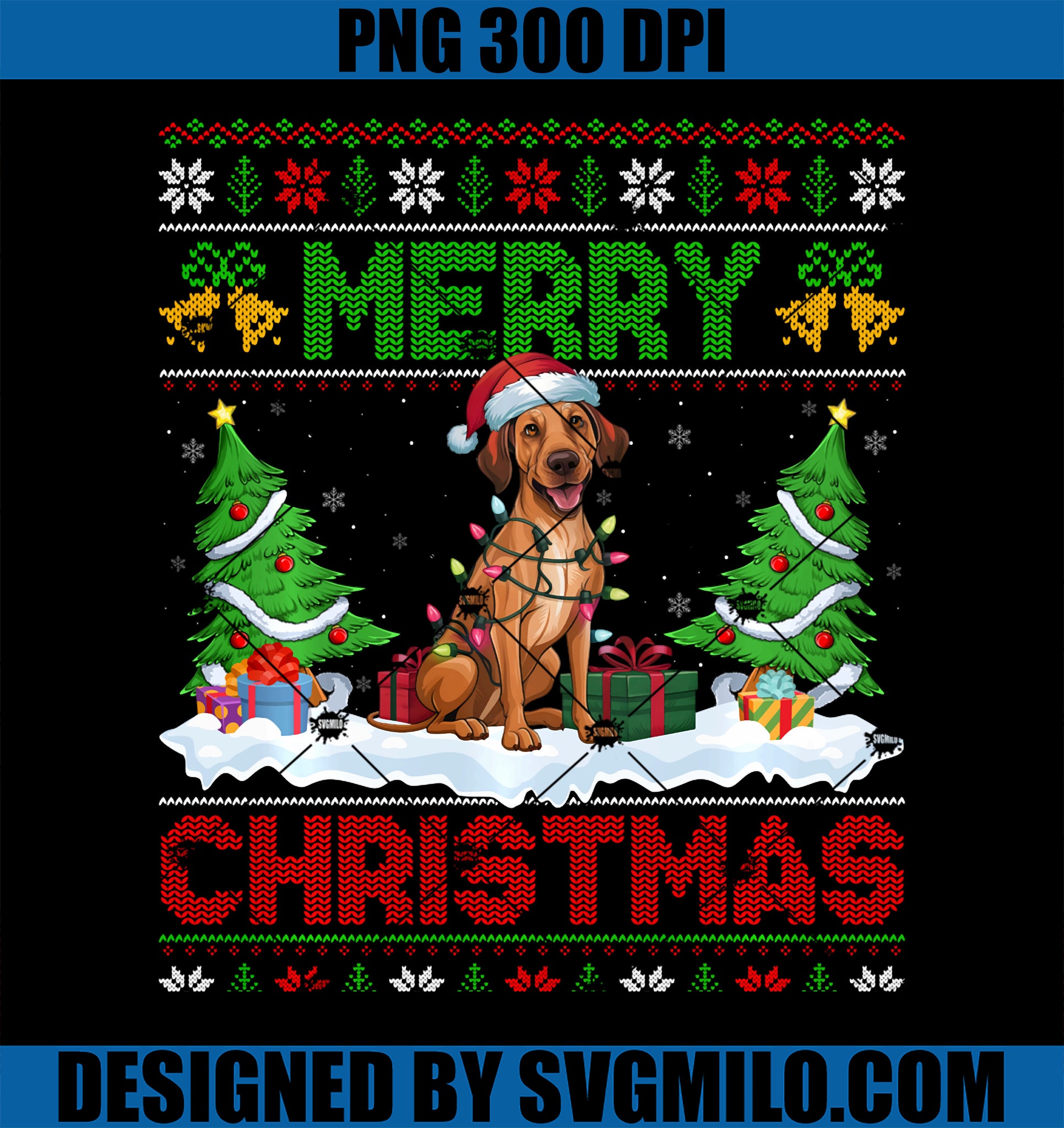 Xmas Tree Lighting Ugly Santa Thai Ridgeback Dog Christmas PNG