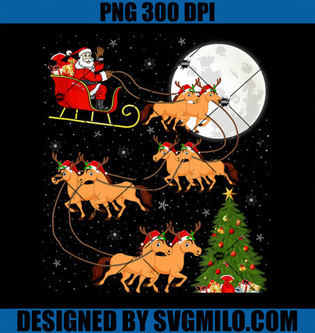 Xmas Tree Lights Funny Santa Riding Horse Christmas PNG