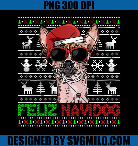 Xoloitzcuintli Dog Feliz Navidog Funny Christmas PNG