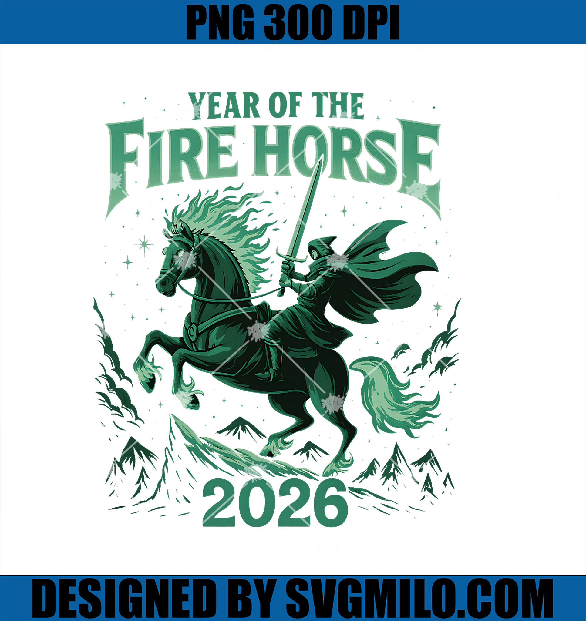 Year Of The Fire Horse 2026 PNG, Warrior Mountain Zodiac PNG