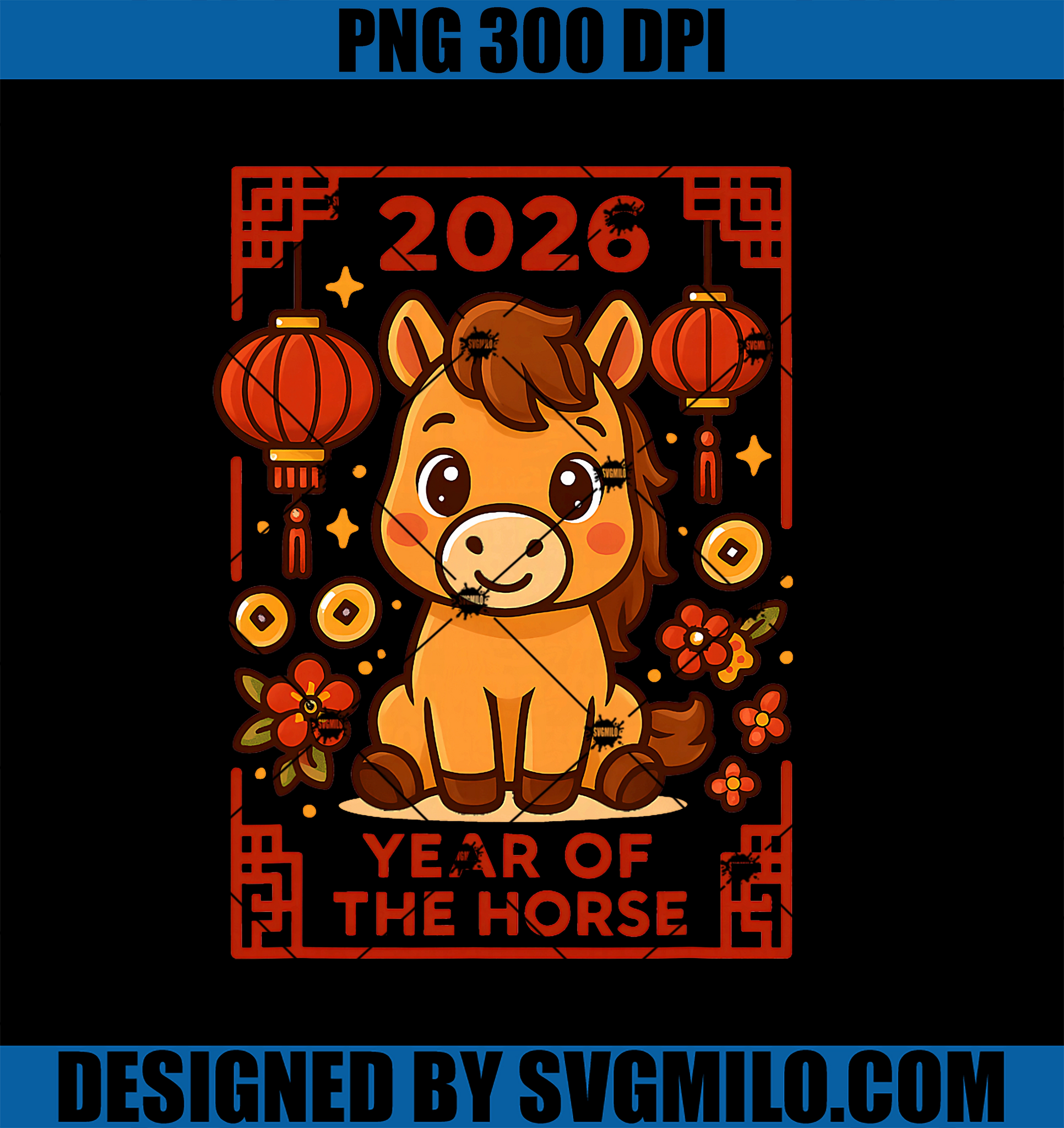 Year Of The Horse 2026 Lunar Zodiac Kids PNG, Chinese New Year PNG