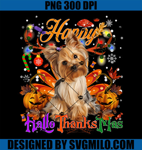 Yorkshire Terrier Hallothanksmas PNG, Halloween Thanksgiving Xmas PNG