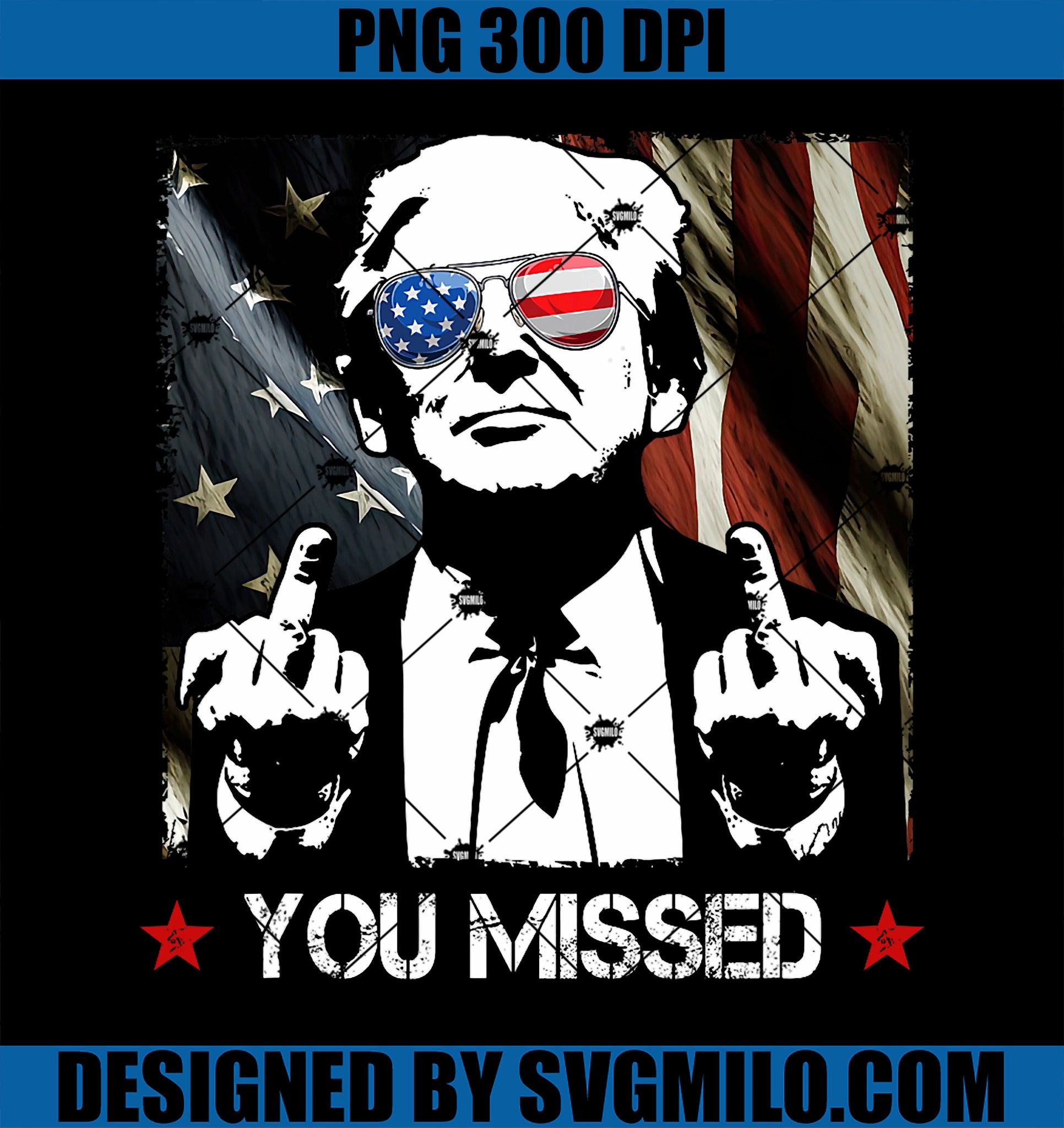 You Missed Twice Trump 2024 Election US Flag Vintage PNG