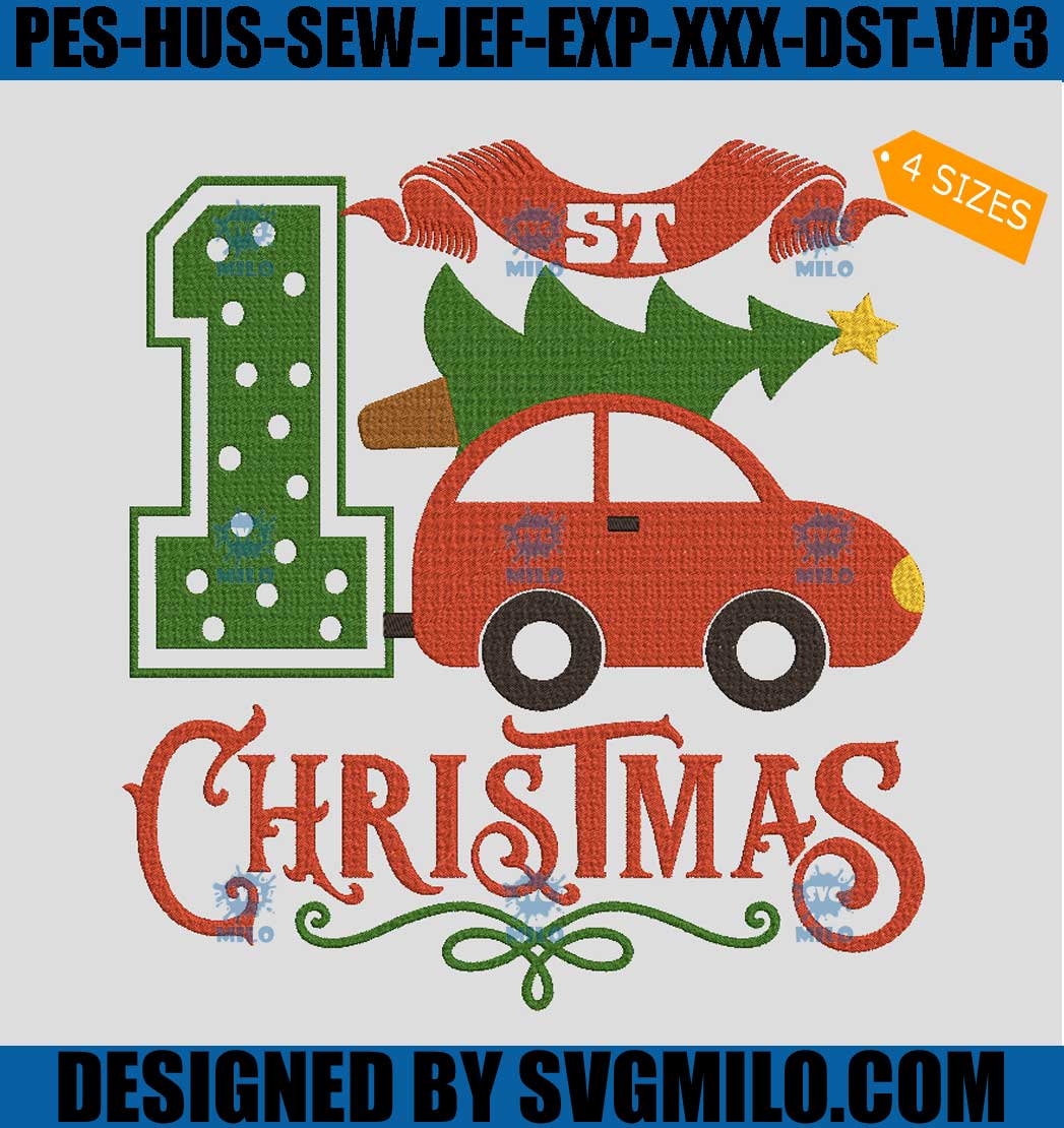 1st-Christmas-Embroidery-Design_-Christmas-Truck-Embroidery-Design