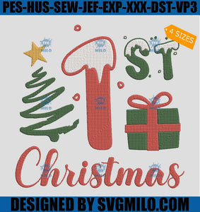 1st-Christmas-Embroidery-Design_-Gift-Box-Xmas-Tree-Embroidery-Design