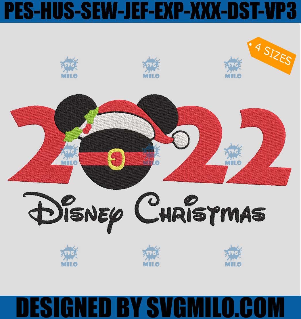 2022 Disney Christmas Embroidery Design, Mickey Christmas Hat Embroidery Design