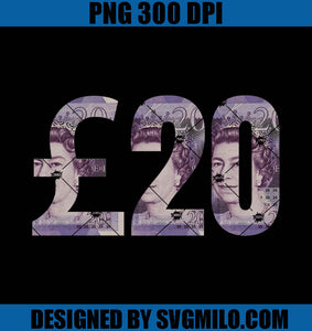 £20 British Pound Sterling Banknote Note Bill Purple Paper Money PNG, £20 PNG