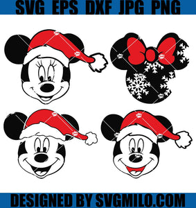 Minnie and Mickey Mouse Christmas Free PNG Clip Art Image