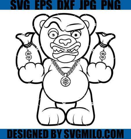 Angry-Teddy-Bear-Gangster-With-Bags-Of-Money-SVG_-Teddy-Bear-SVG