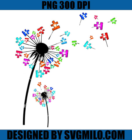 Autism Puzzle Dandelion PNG, Autism Awareness PNG