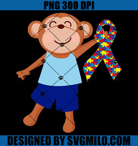 Autism Puzzle Ribbon Kids Monkey  PNG, Monkey Autism PNG