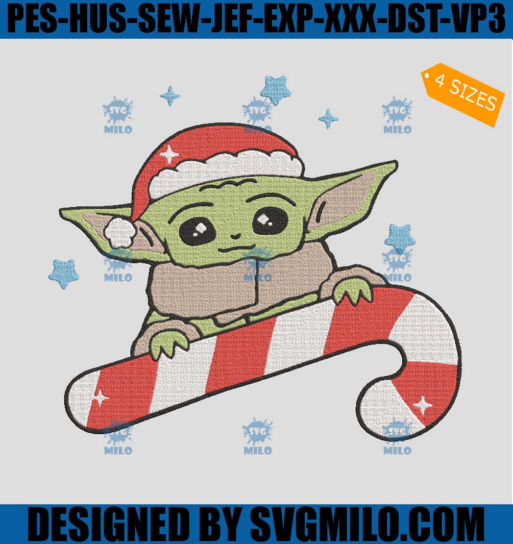 Baby Yoda Christmas Embroidery Design, Santa Baby Yoda Embroidery Design