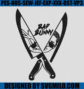 Bad Bunny Face Knife Embroidery, Bad Bunny Embroidery, Bad Bunny Halloween Embroidery Machine File