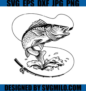 Bass Fishing Svg, Fish Hook Freshwater Svg, Walleye Fishing Svg