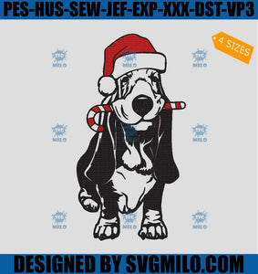 Basset Hound Gift Embroidery Design, Dog Xmas Embroidery Design