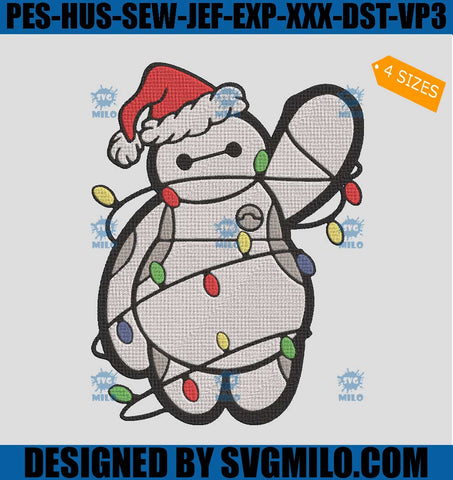 Baymax Christmas Embroidery Design, Big Hero Christmas Embroidery Design