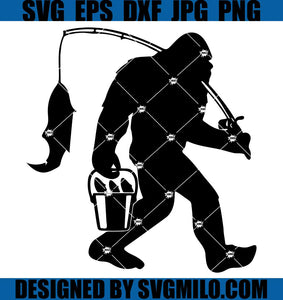 Bigfoot Fishing Svg, Bigfoot Svg, Bigfoot Funny Svg, Fishing Svg