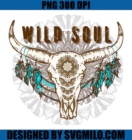 Boho Bull Skull PNG, Wild Soul Hippie Cowgirl Western PNG