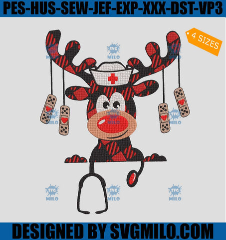 Buffalo-Plaid-Moose-Embroidery-Design_-Christmas-Reindeer-Nurse-Embroidery-Design