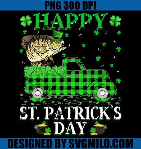 Buffalo Plaid Green Truck Crappie Fish PNG, Fish Patrick Day PNG