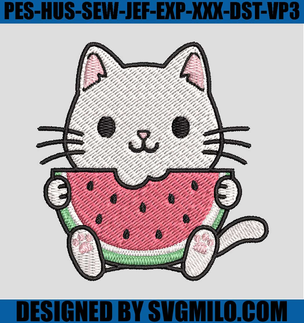 Cat-With-Watermelon-Embroidery-Design