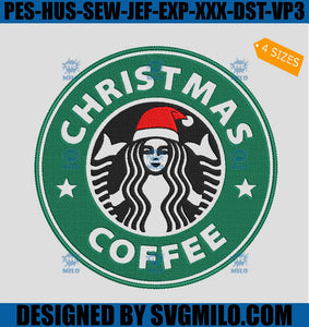 Christmas Coffee Embroidery Design, Christmas Starbucks Embroidery Design