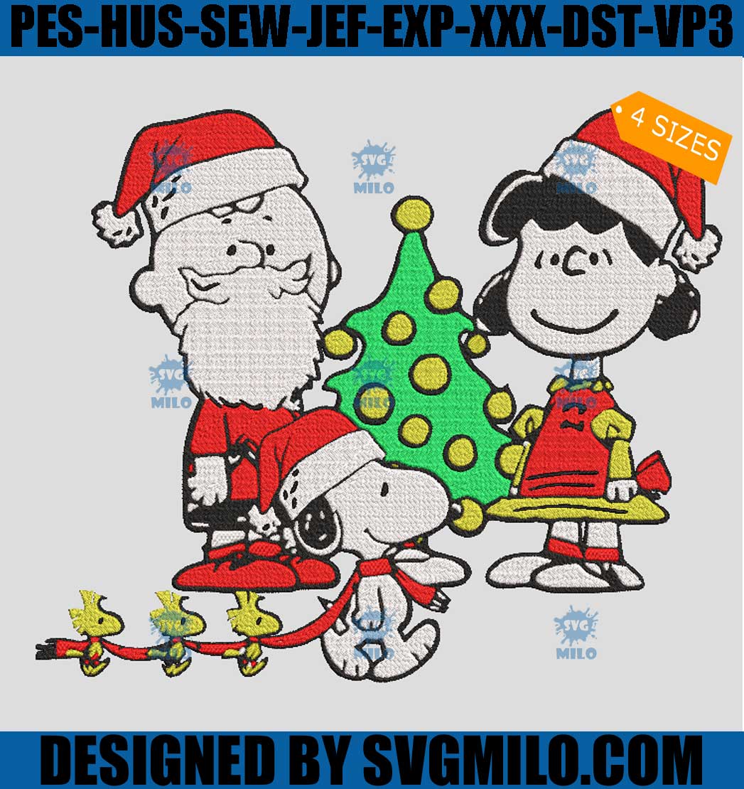 Christmas Peanuts Embroidery Design, Snoopy Christmas Embroidery Design