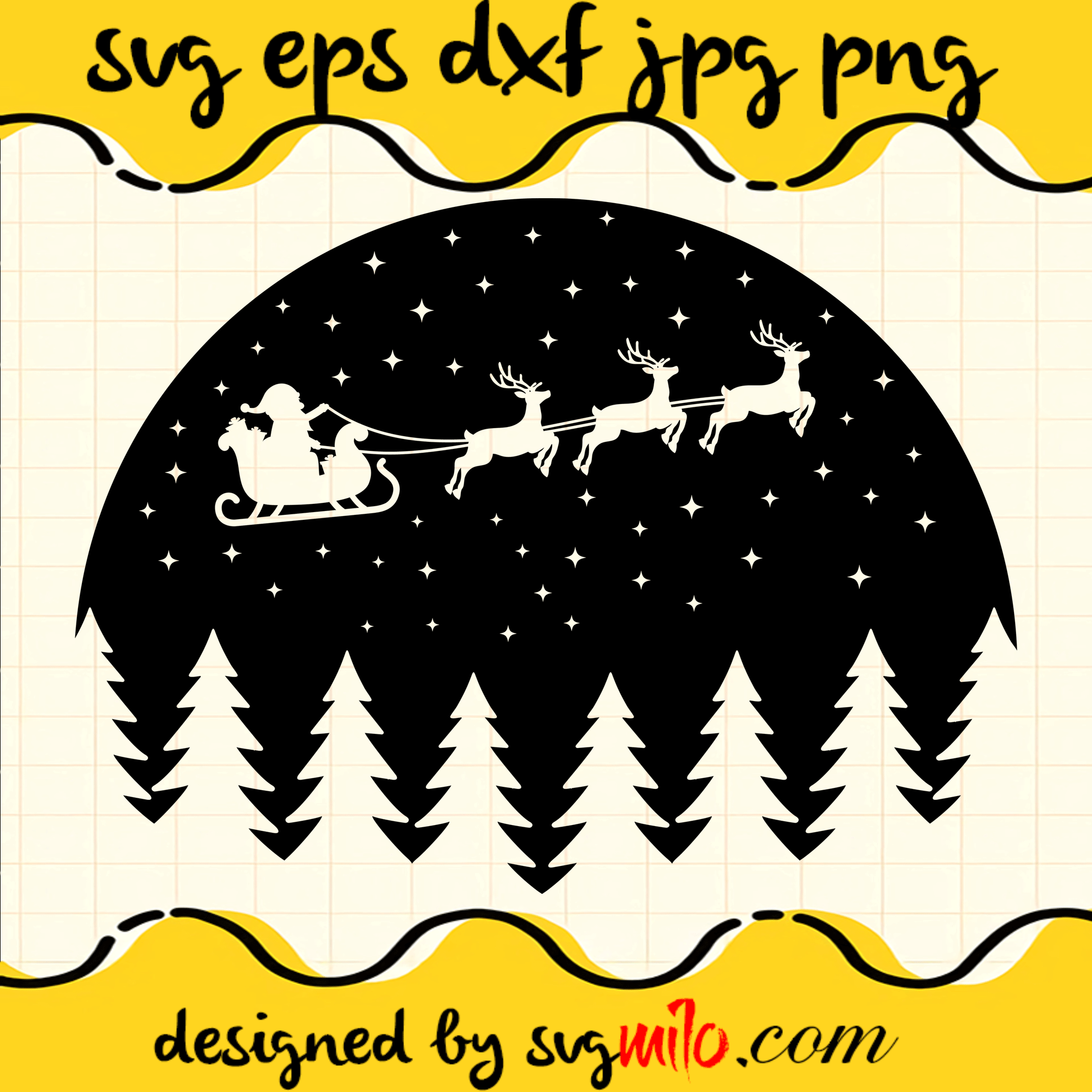 Deer-Pulling-Santa-Claus-SVG-Christmas-Scene-SVG